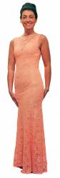 Peach lace mermaid prom dress